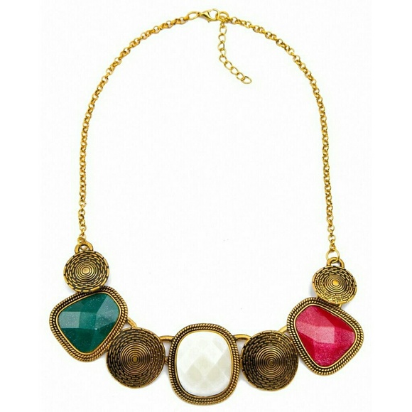 New! Retro Multicolored Vintage Geometric Necklace - Picture 2 of 2